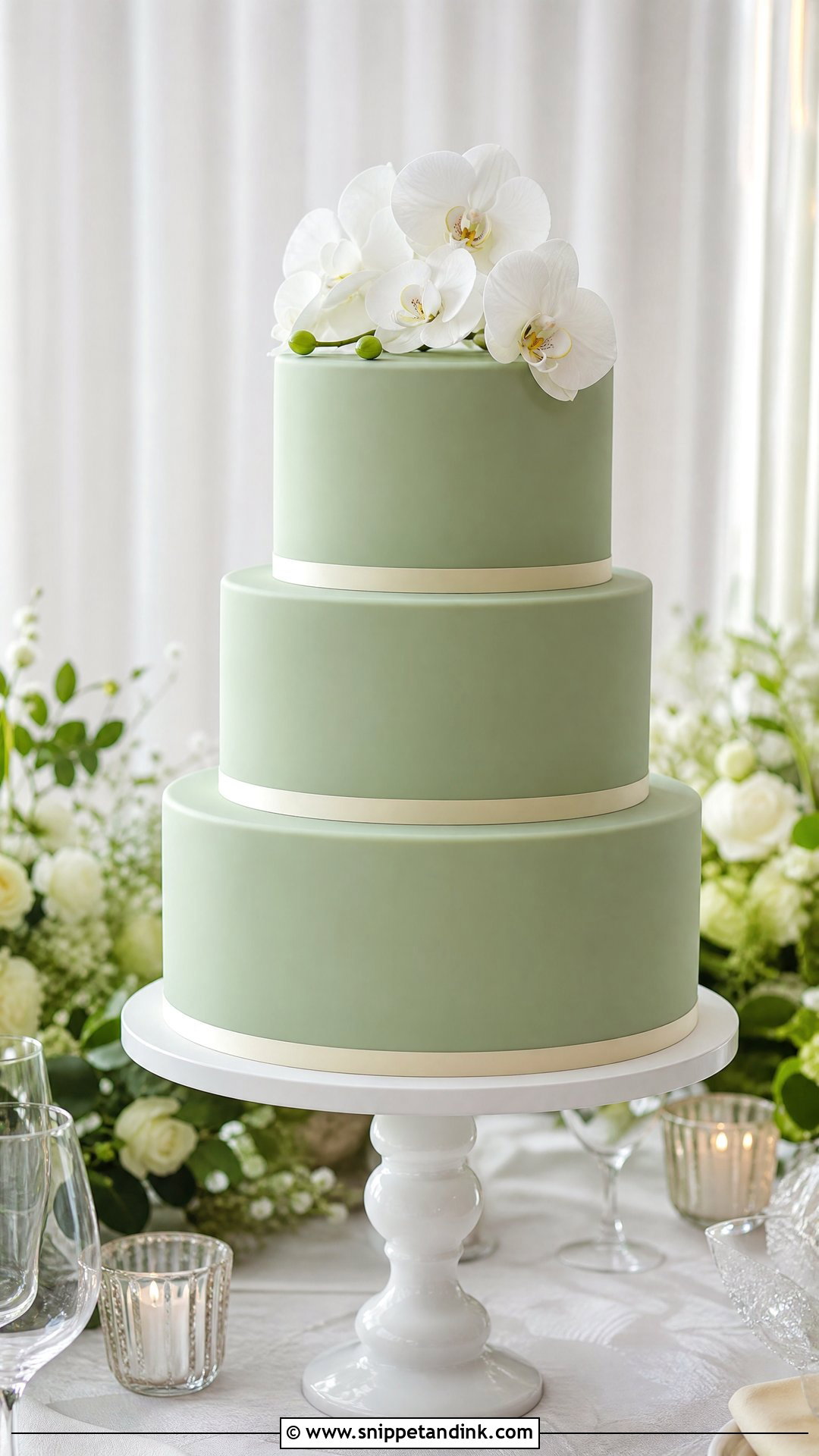 Sage Green Wedding Cake With Fondant - Snippet and Ink - 20 Sage Green Wedding Cake Ideas