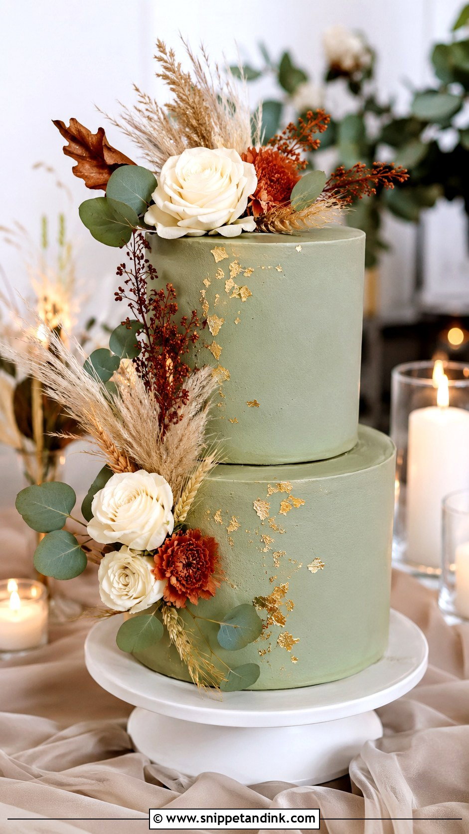 Sage Green Wedding Cake - Snippet and Ink - 20 Autumn Theme Cake Ideas for Wedding