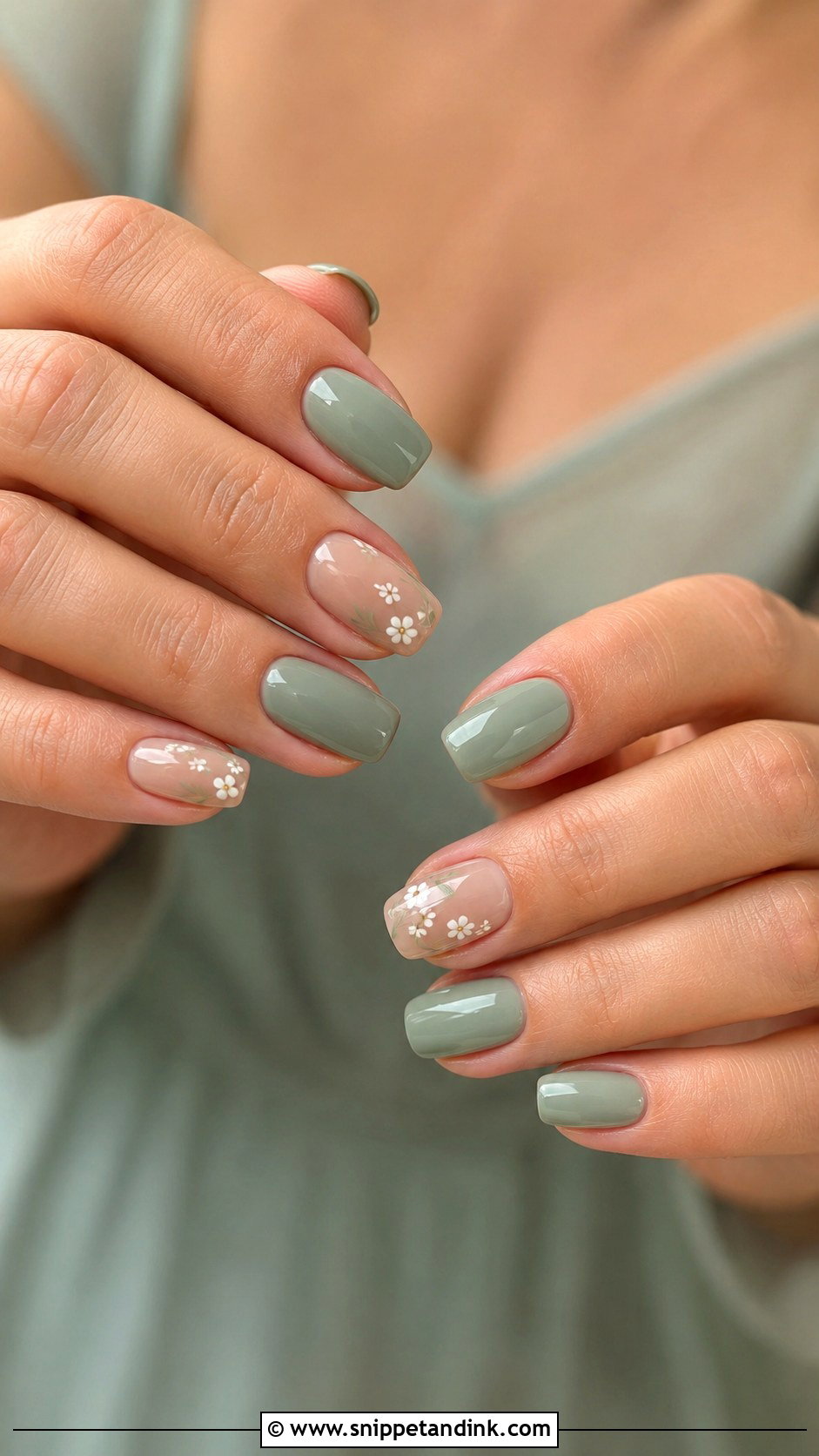 Sage Green Wedding Guest Nails - Snippet and Ink - 20 Nail Art for Wedding Guest Ideas