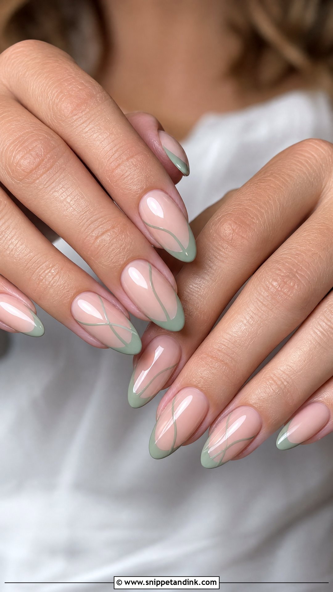 Sage Green Wedding Nails With Nude Base - Snippet and Ink - 25 Sage Green Wedding Nails