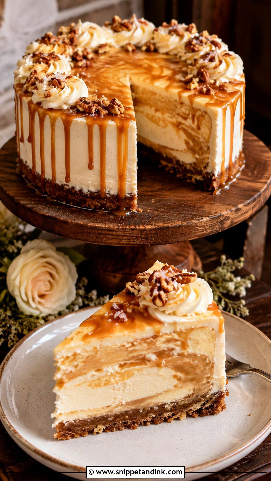 Salted Caramel Cheesecake Wedding Cake - Snippet and Ink - 20 Cheesecakes for Weddings