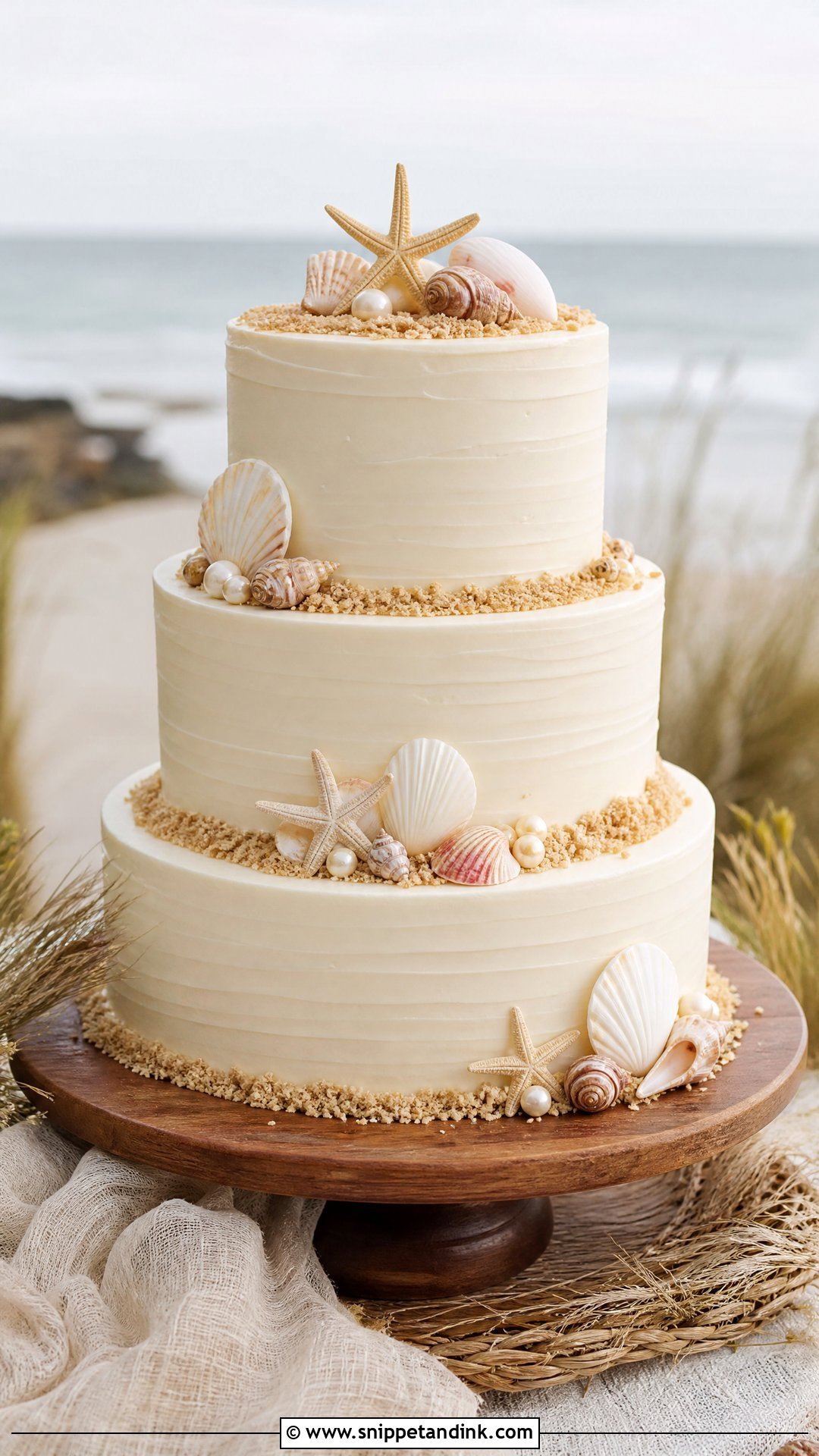 Sand Texture Beach Wedding Cake - Snippet and Ink - 30 Beach Cake Ideas for Wedding