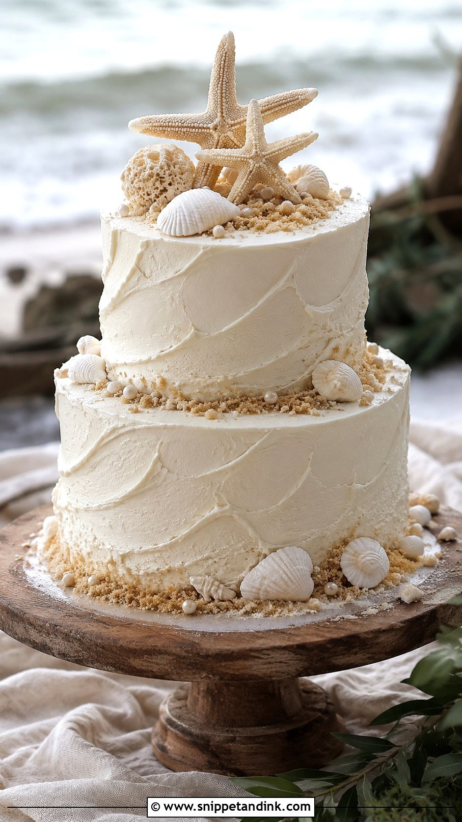 Sandy Beach Wedding Cake - Snippet and Ink - 20 Beach Wedding Cake Ideas