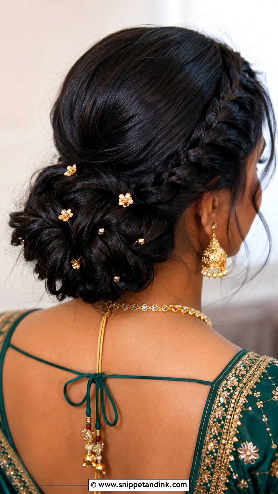 Sangeet Bridesmaid Braided Bun - Snippet and Ink - 30 Sangeet Bridesmaid Hairstyles Hair