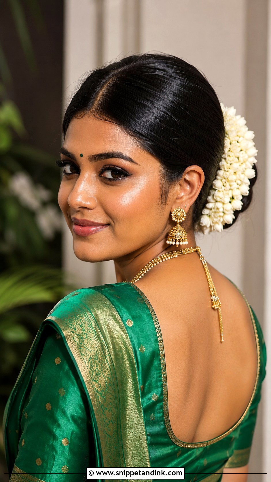 Sangeet Bridesmaid Gajra Bun - Snippet and Ink - 30 Sangeet Bridesmaid Hairstyles Hair
