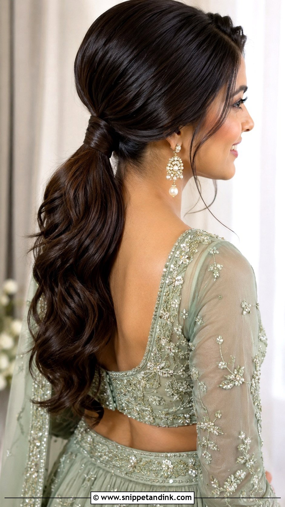 Sangeet Bridesmaid Low Ponytail - Snippet and Ink - 30 Sangeet Bridesmaid Hairstyles Hair