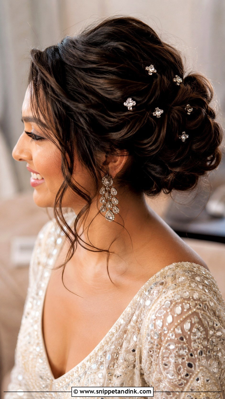 Sangeet Bridesmaid Messy Bun - Snippet and Ink - 30 Sangeet Bridesmaid Hairstyles Hair