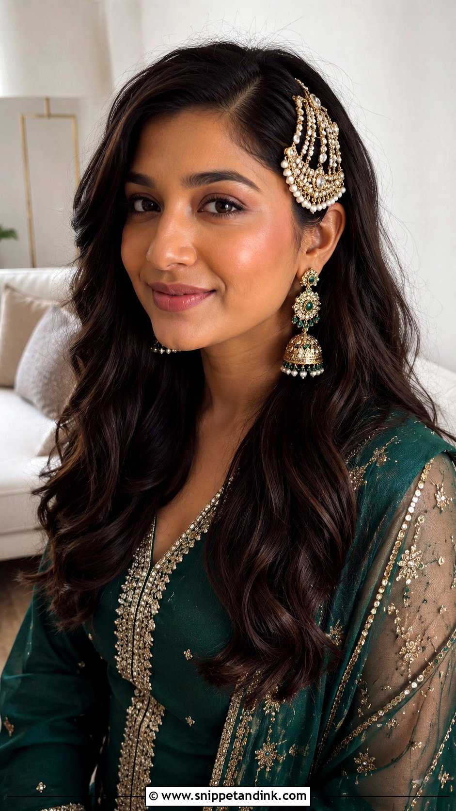 Sangeet Bridesmaid Open Hair With Passa - Snippet and Ink - 30 Sangeet Bridesmaid Hairstyles Hair