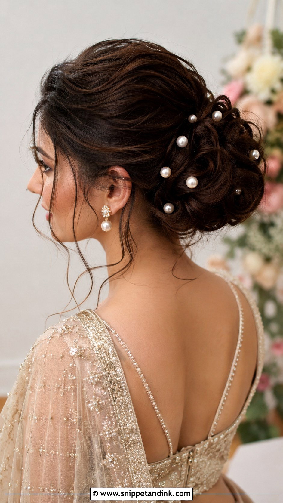 Sangeet Bridesmaid Pearl Bun - Snippet and Ink - 30 Sangeet Bridesmaid Hairstyles Hair