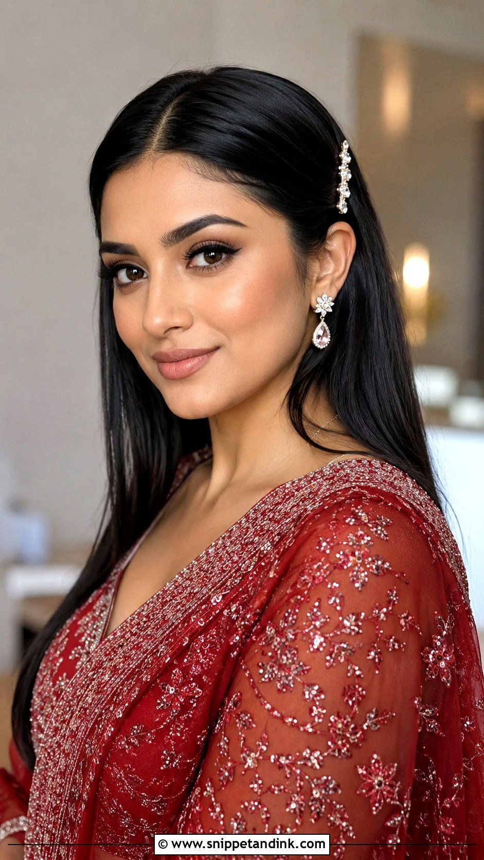 Sangeet Bridesmaid Straight Hair - Snippet and Ink - 30 Sangeet Bridesmaid Hairstyles Hair