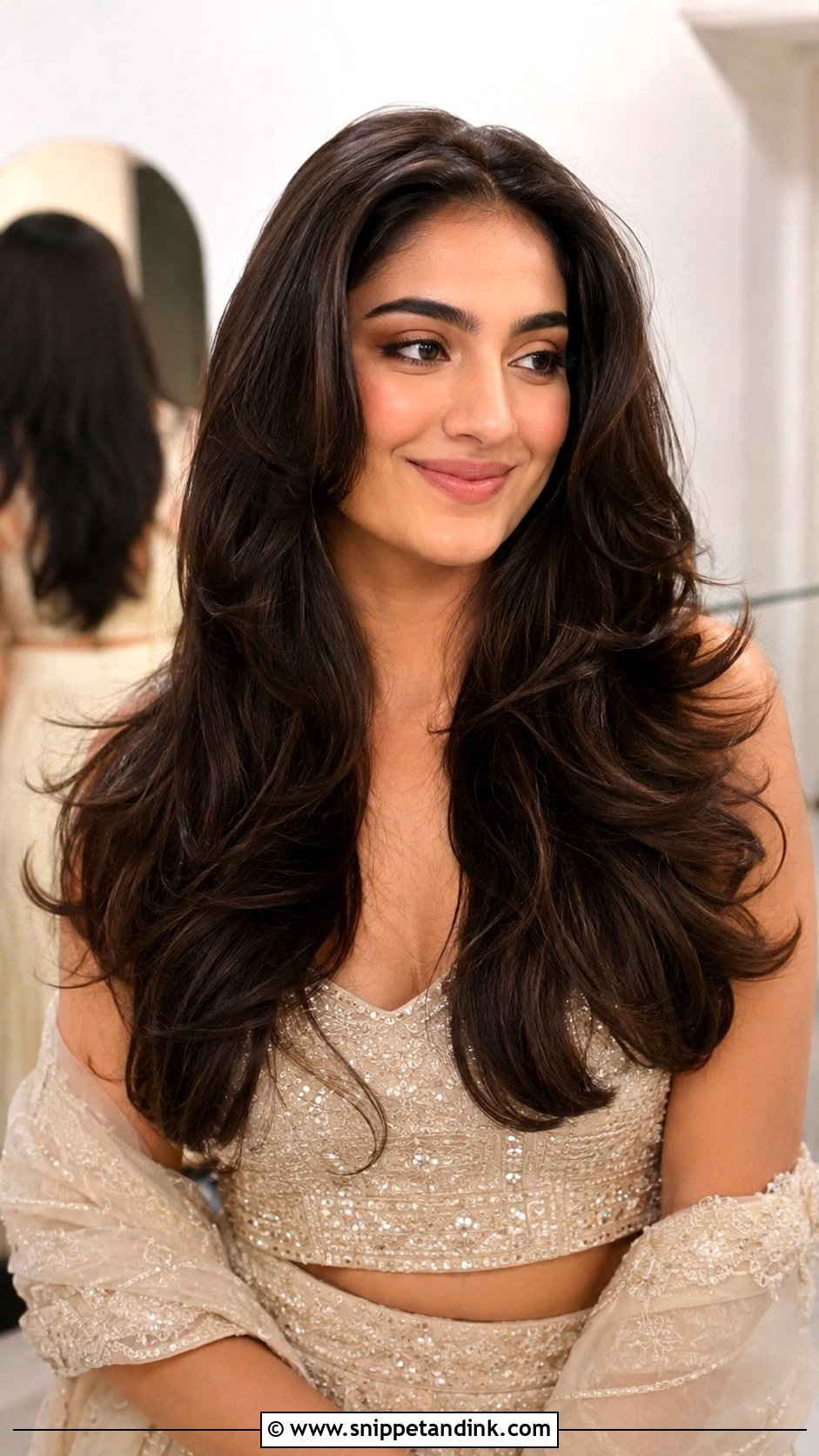 Sangeet Bridesmaid Voluminous Blowout - Snippet and Ink - 30 Sangeet Bridesmaid Hairstyles Hair