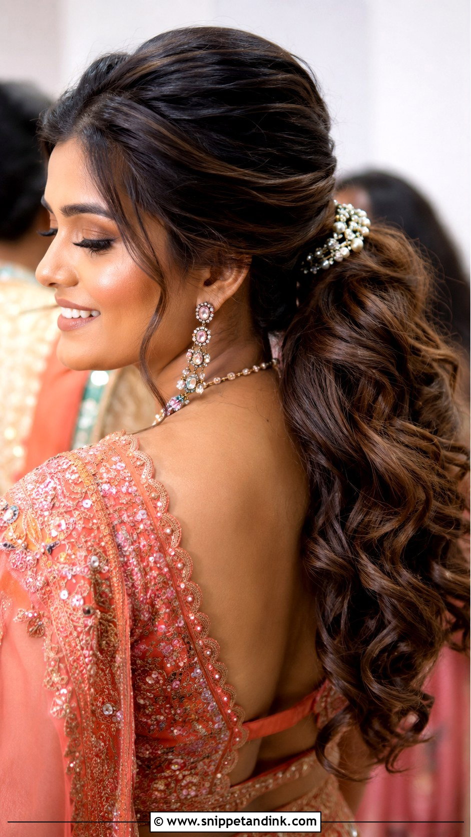 Sangeet Bridesmaid Wavy Ponytail - Snippet and Ink - 30 Sangeet Bridesmaid Hairstyles Hair