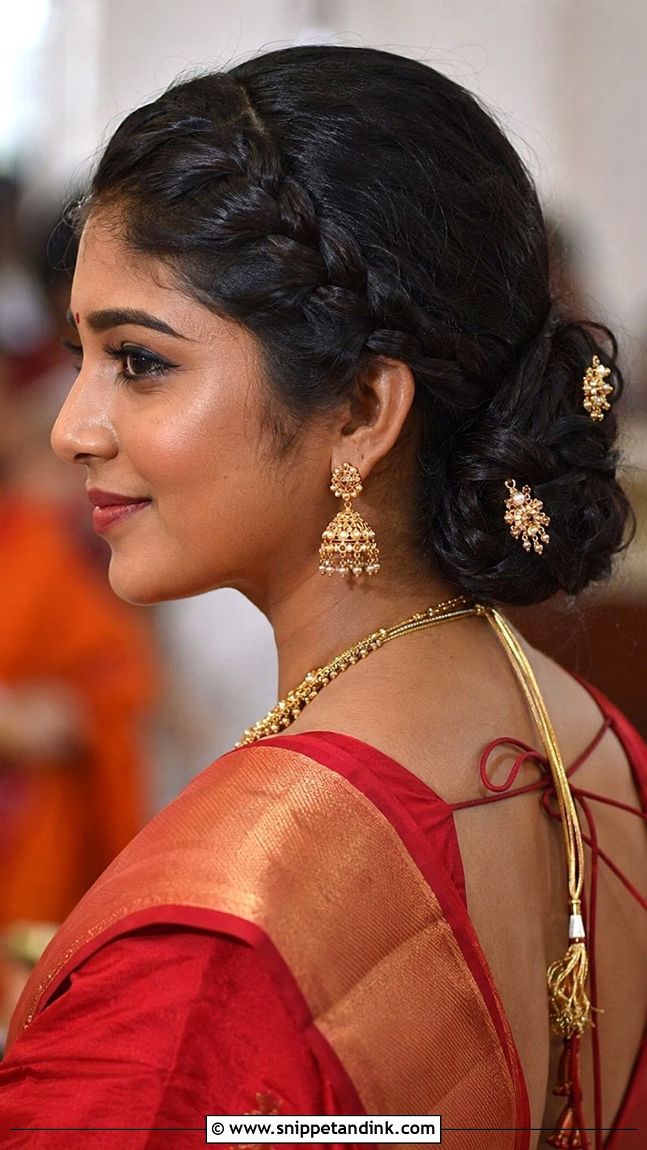 Sangeet Hairstyle With Braided Bun - Snippet and Ink - 15 Hairstyles for Sangeet Indian Weddings