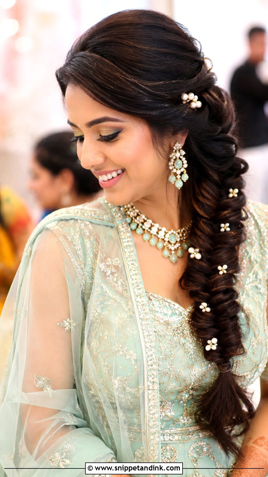 Sangeet Hairstyle With Fishtail Braid - Snippet and Ink - 15 Hairstyles for Sangeet Indian Weddings