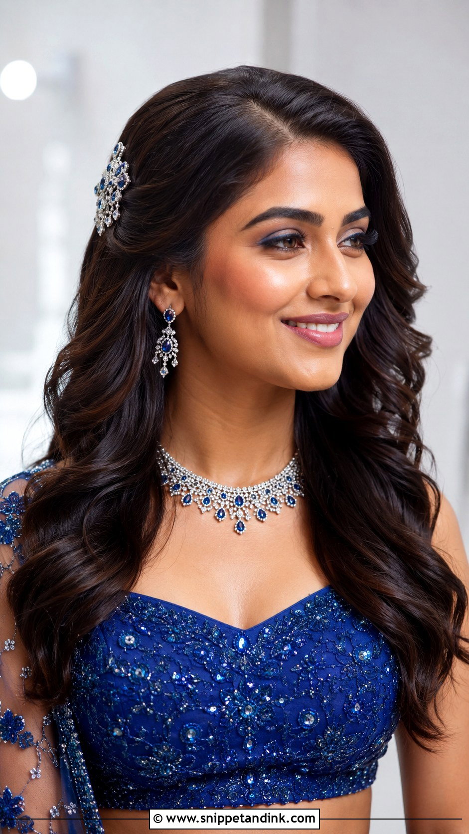 Sangeet Hairstyle With Open Waves - Snippet and Ink - 15 Hairstyles for Sangeet Indian Weddings