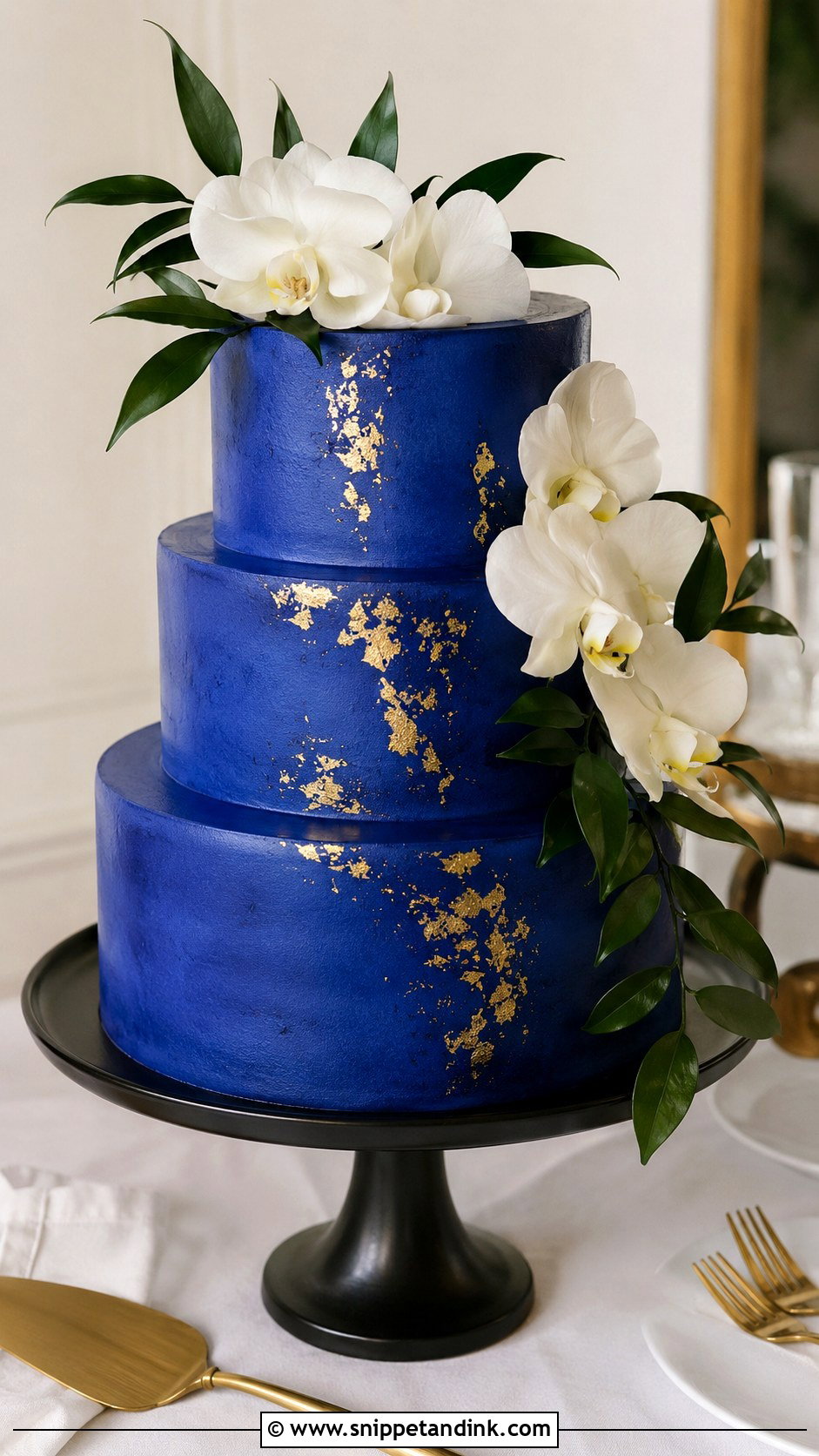 Sapphire Blue Wedding Cake - Snippet and Ink - 20 Moody Jewel Tone Wedding Cake Ideas