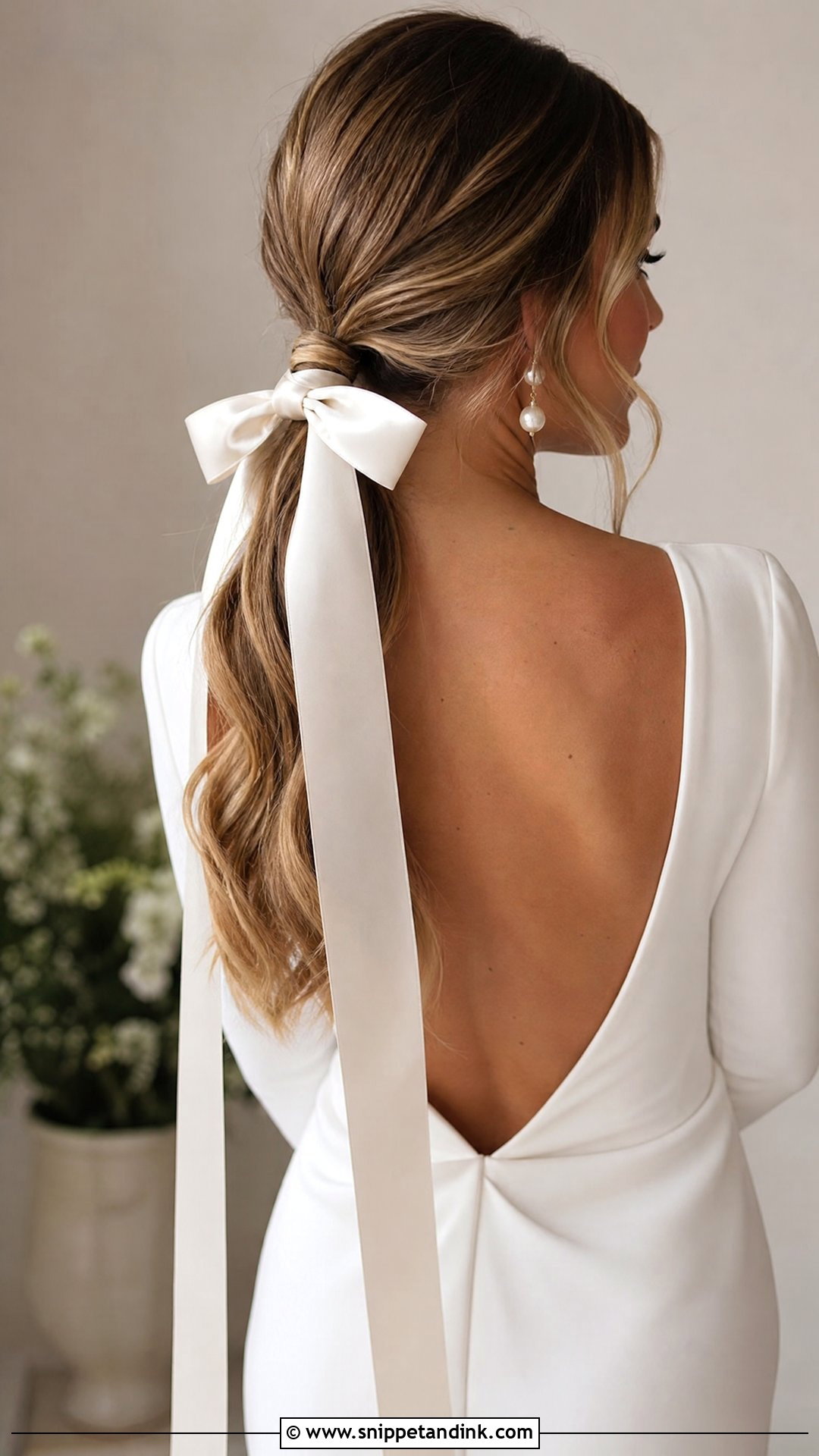 Satin Bow Low Ponytail - Snippet and Ink - 15 Hair Accessories for Women Wedding Ideas