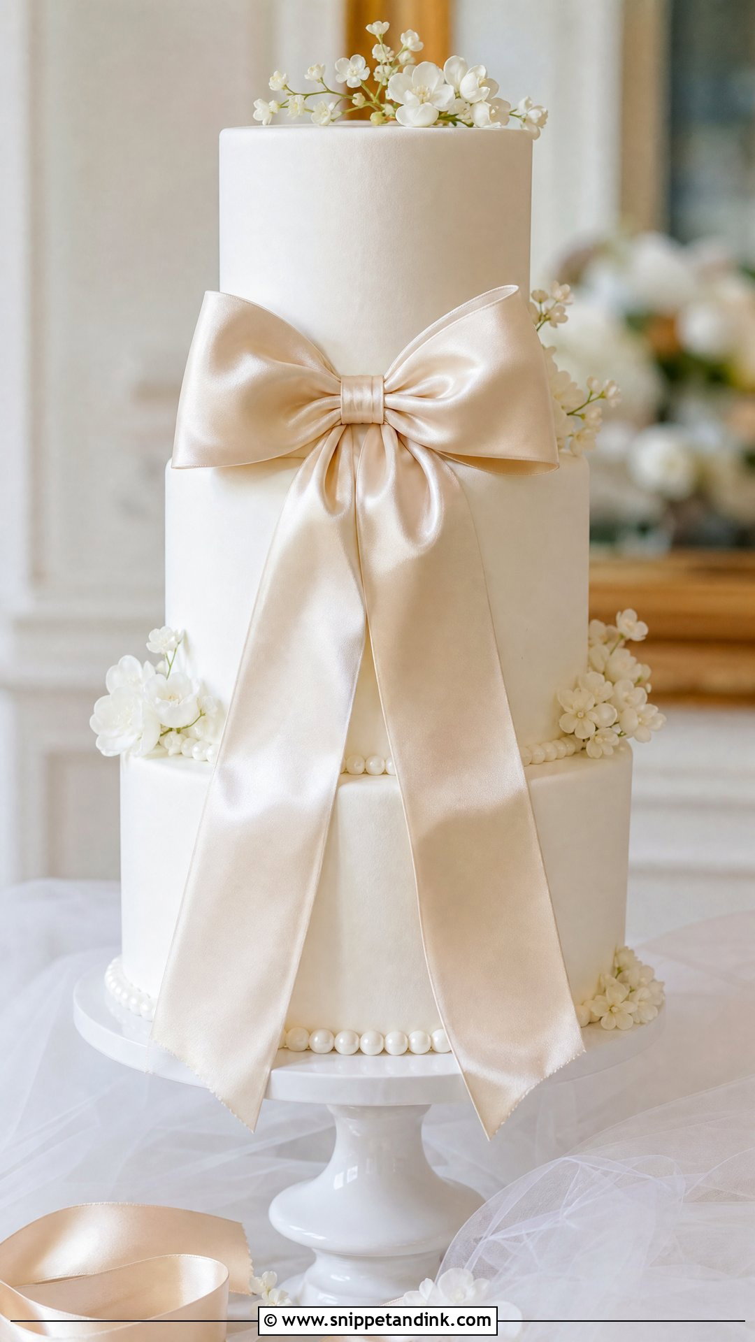 Satin Bow Wedding Cake - Snippet and Ink - 25 Lady Cake Ideas for Wedding