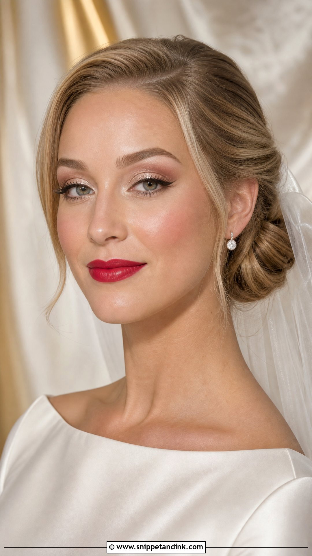 Satin Red Lip Bridal Makeup - Snippet and Ink - 25 Bridal Makeup with Red Lips