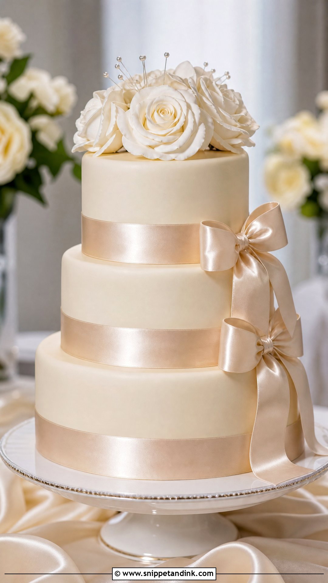 Satin Ribbon Wedding Cake - Snippet and Ink - 25 Luxury Wedding Cake Ideas