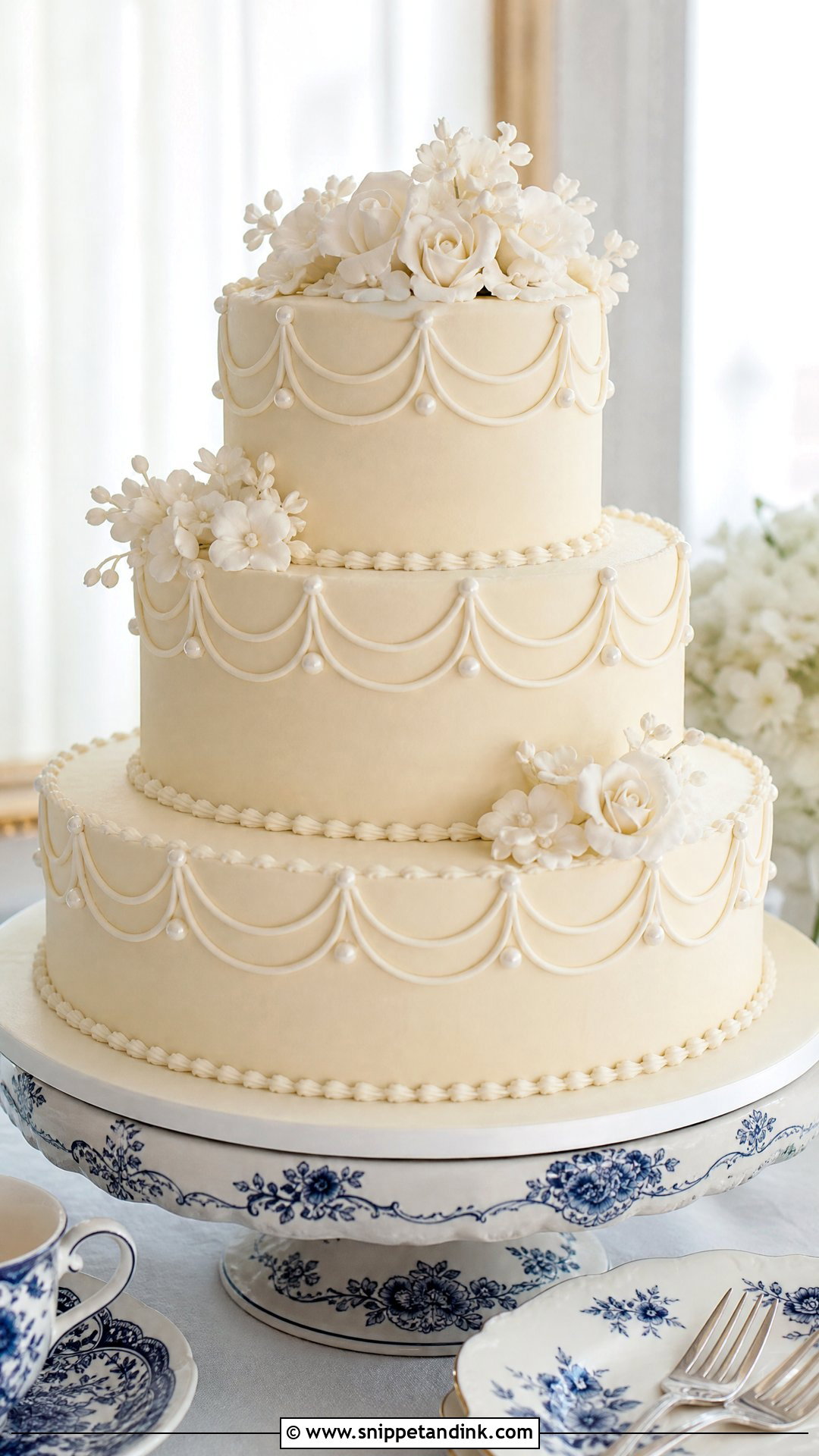 Scalloped Wedding Cake - Snippet and Ink - 20 Old Money Cake Ideas for Wedding
