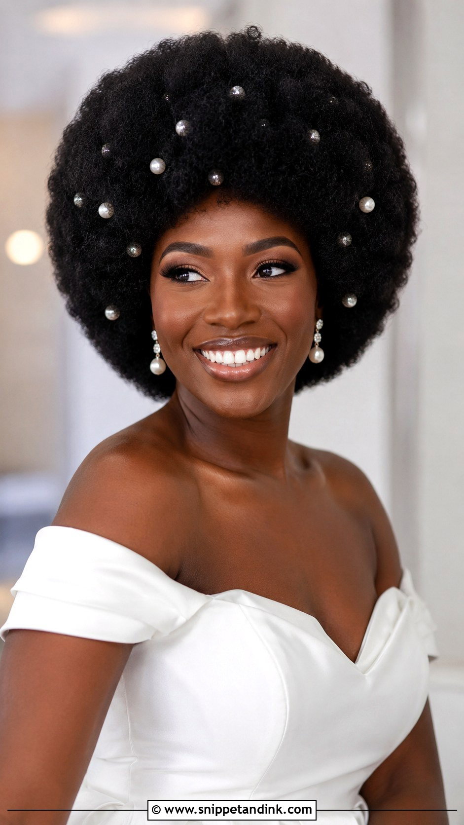 Sculpted Afro With Pearl Accents - Snippet and Ink - 30 4c Wedding Hairstyles