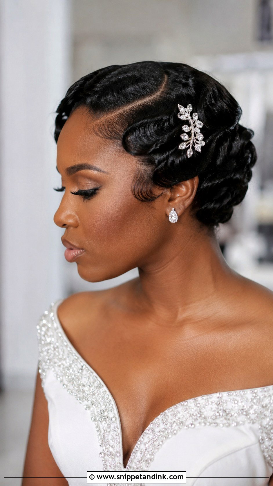 Sculpted Finger Waves - Snippet and Ink - 30 Wedding Hair Black Women Ideas