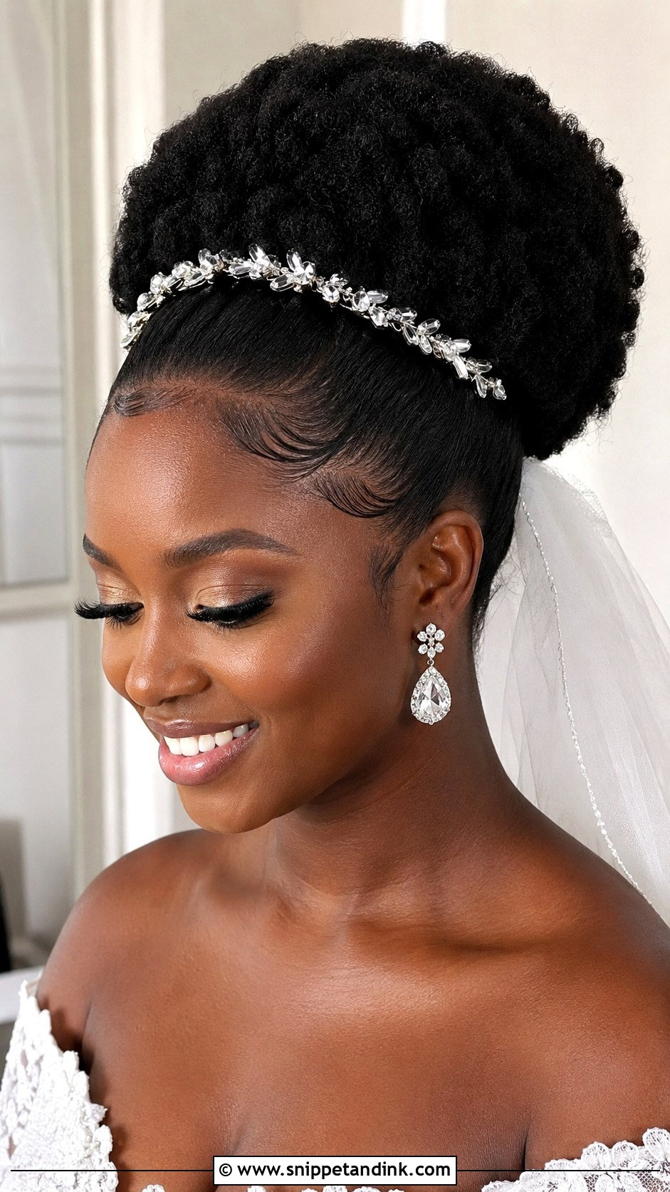 Sculpted Natural Puff Updo - Snippet and Ink - 20 Black Brides Hairstyles Weddings