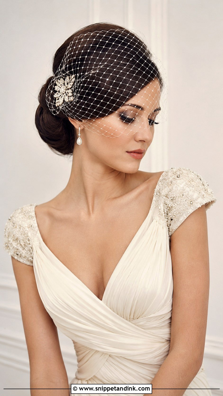 Sculpted Updo With Birdcage Veil - Snippet and Ink - 35 Bridal Hairstyles