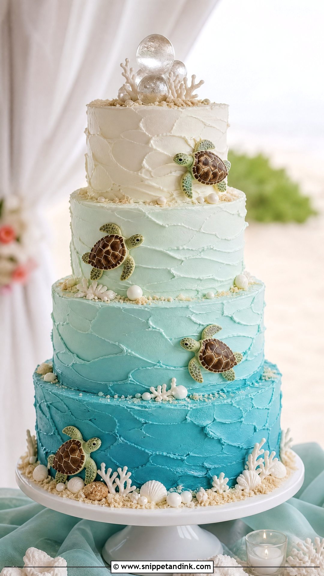 Sea Turtle Wedding Cake - Snippet and Ink - 30 Beach Theme Cake Ideas for Wedding