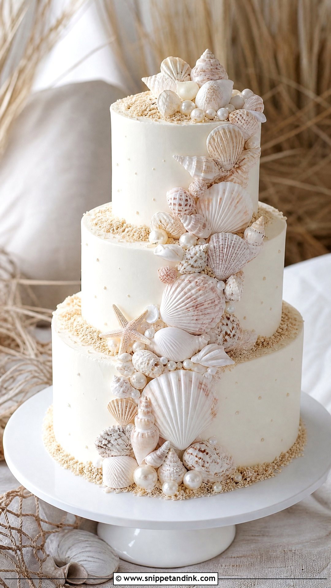 Seashell Beach Wedding Cake - Snippet and Ink - 30 Beach Cake Ideas for Wedding