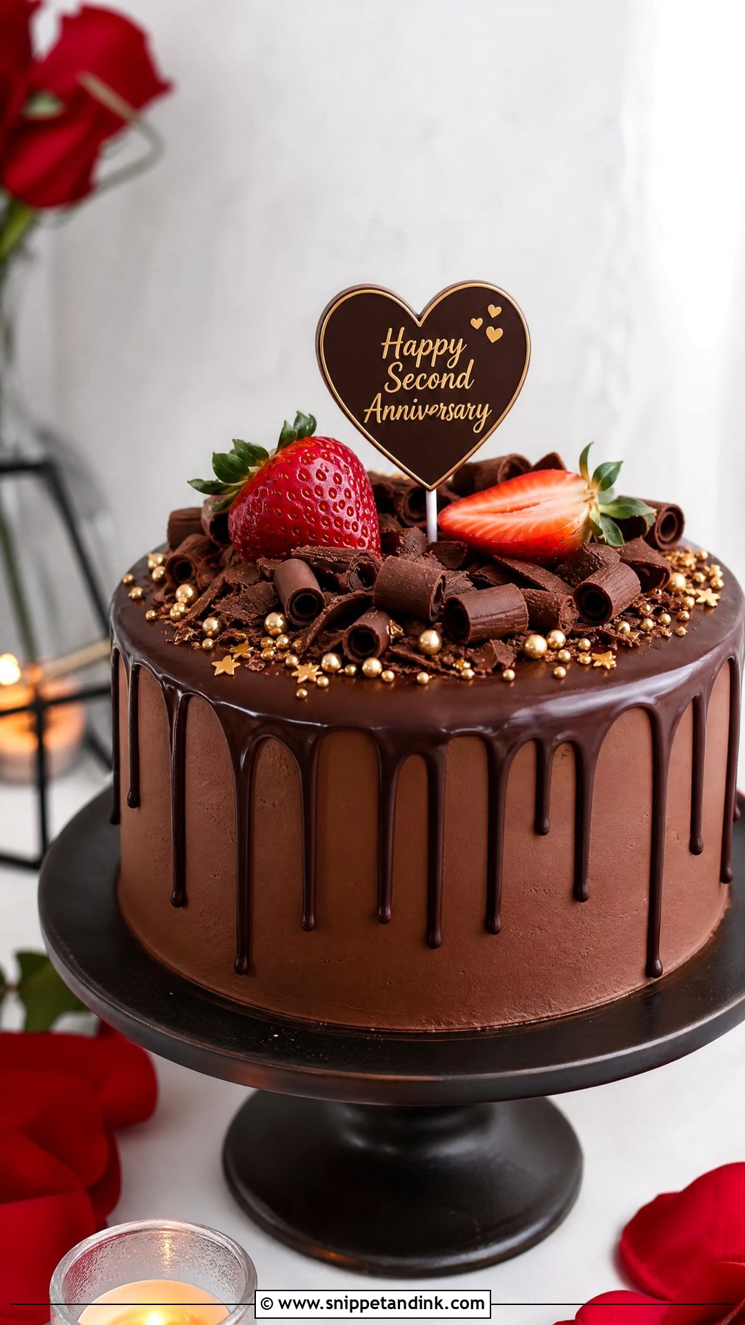 Second Anniversary Chocolate Drip Cake - Snippet and Ink - 20 Second Anniversary Cake Ideas
