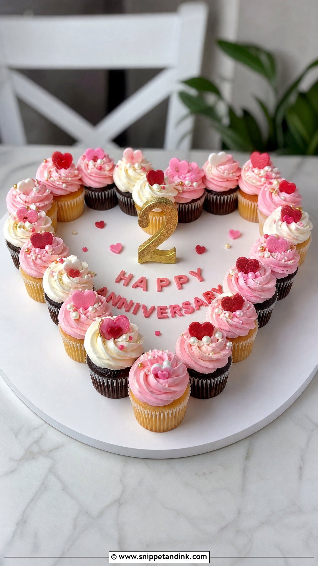 Second Anniversary Cupcake Cake - Snippet and Ink - 20 Second Anniversary Cake Ideas
