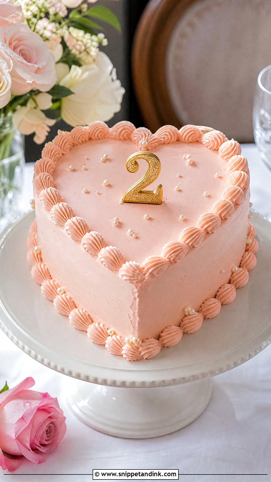 Second Anniversary Heart Cake - Snippet and Ink - 20 Second Anniversary Cake Ideas
