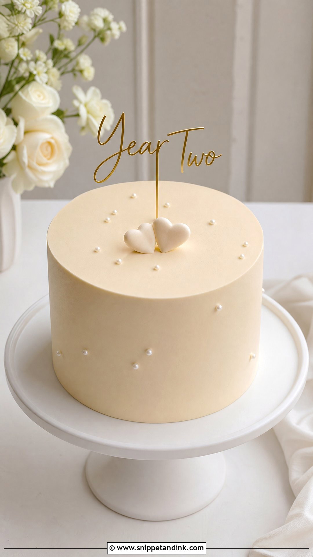 Second Anniversary Minimalist Cake - Snippet and Ink - 20 Second Anniversary Cake Ideas