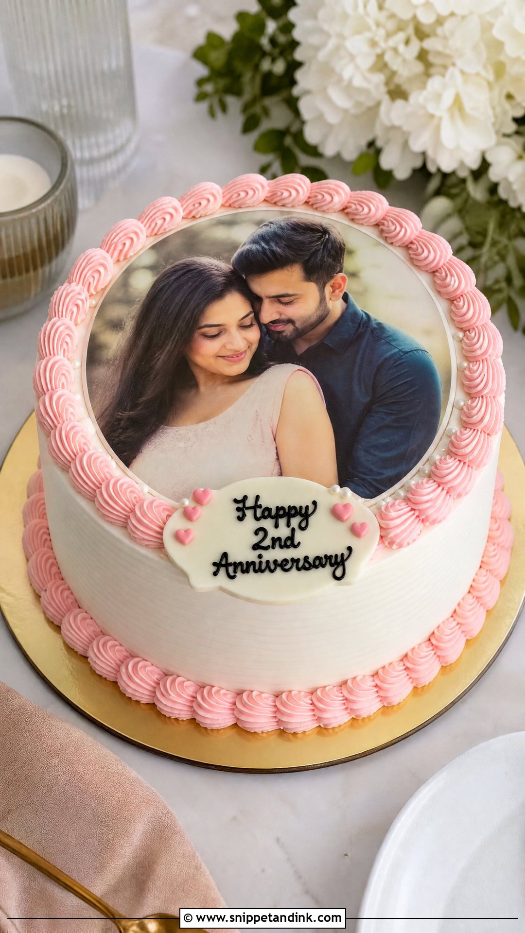 Second Anniversary Photo Cake - Snippet and Ink - 20 Second Anniversary Cake Ideas