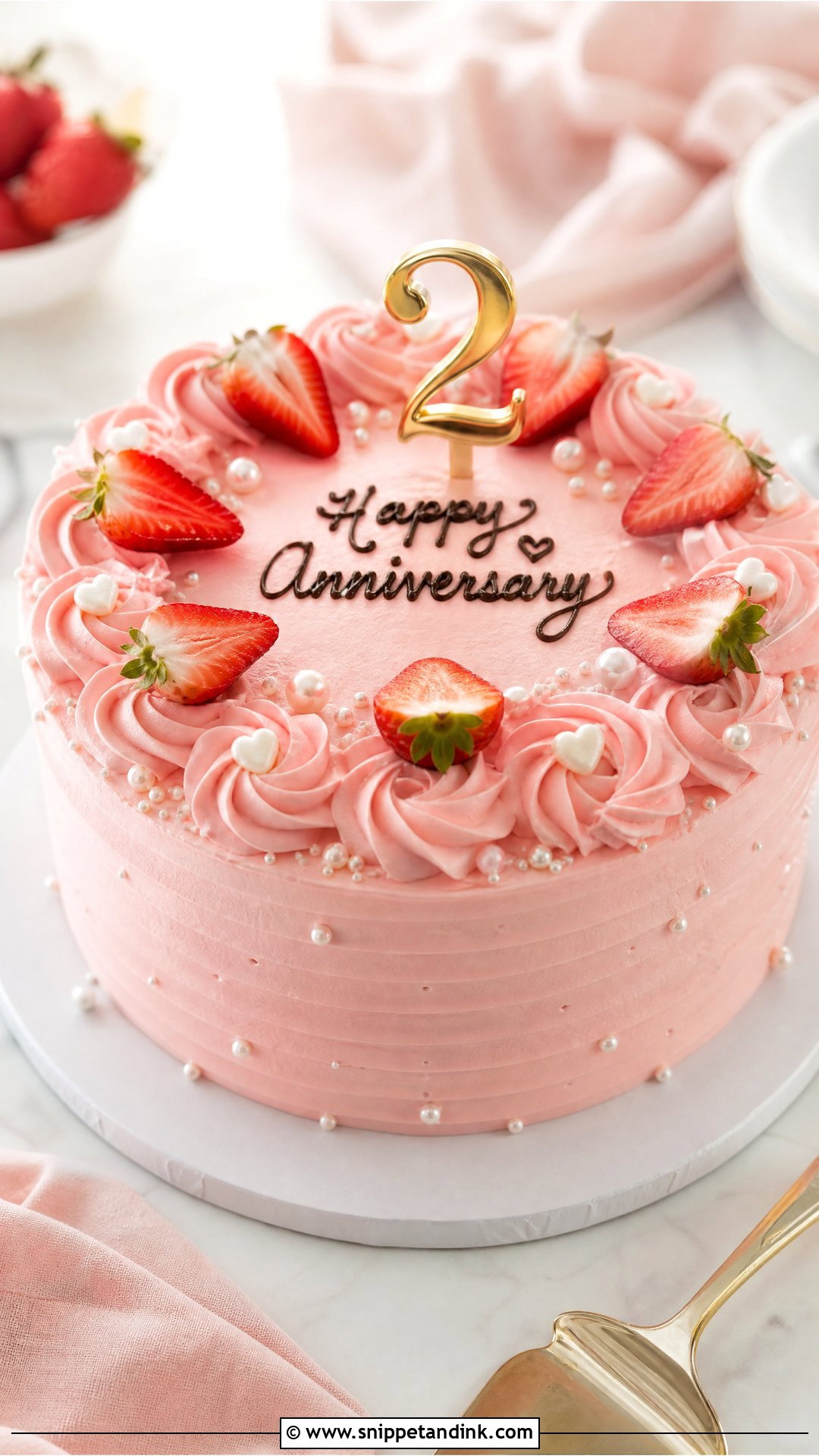 Second Anniversary Pink Cake - Snippet and Ink - 20 Second Anniversary Cake Ideas