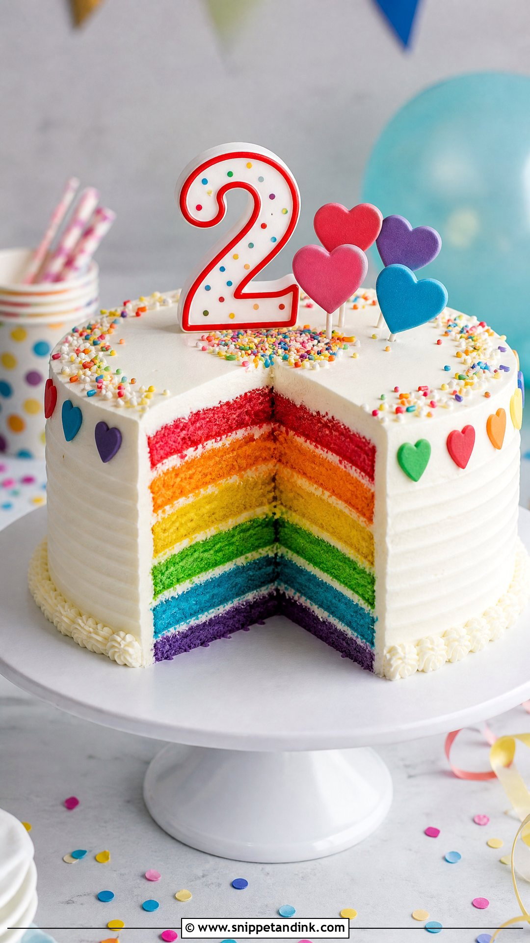 Second Anniversary Rainbow Cake - Snippet and Ink - 20 Second Anniversary Cake Ideas