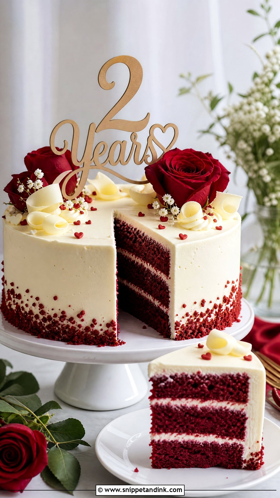 Second Anniversary Red Velvet Cake - Snippet and Ink - 20 Second Anniversary Cake Ideas