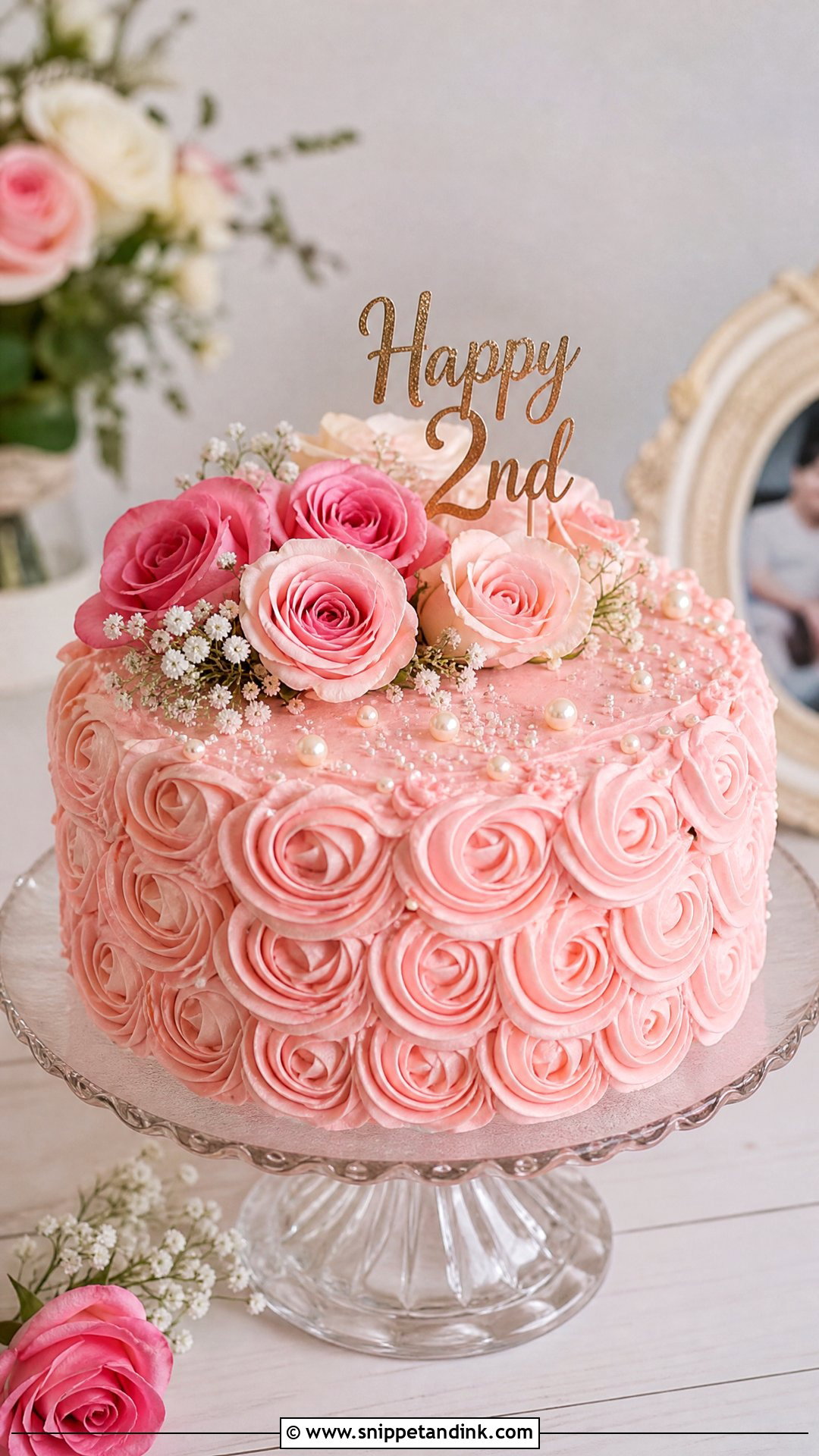 Second Anniversary Rose Cake - Snippet and Ink - 20 Second Anniversary Cake Ideas