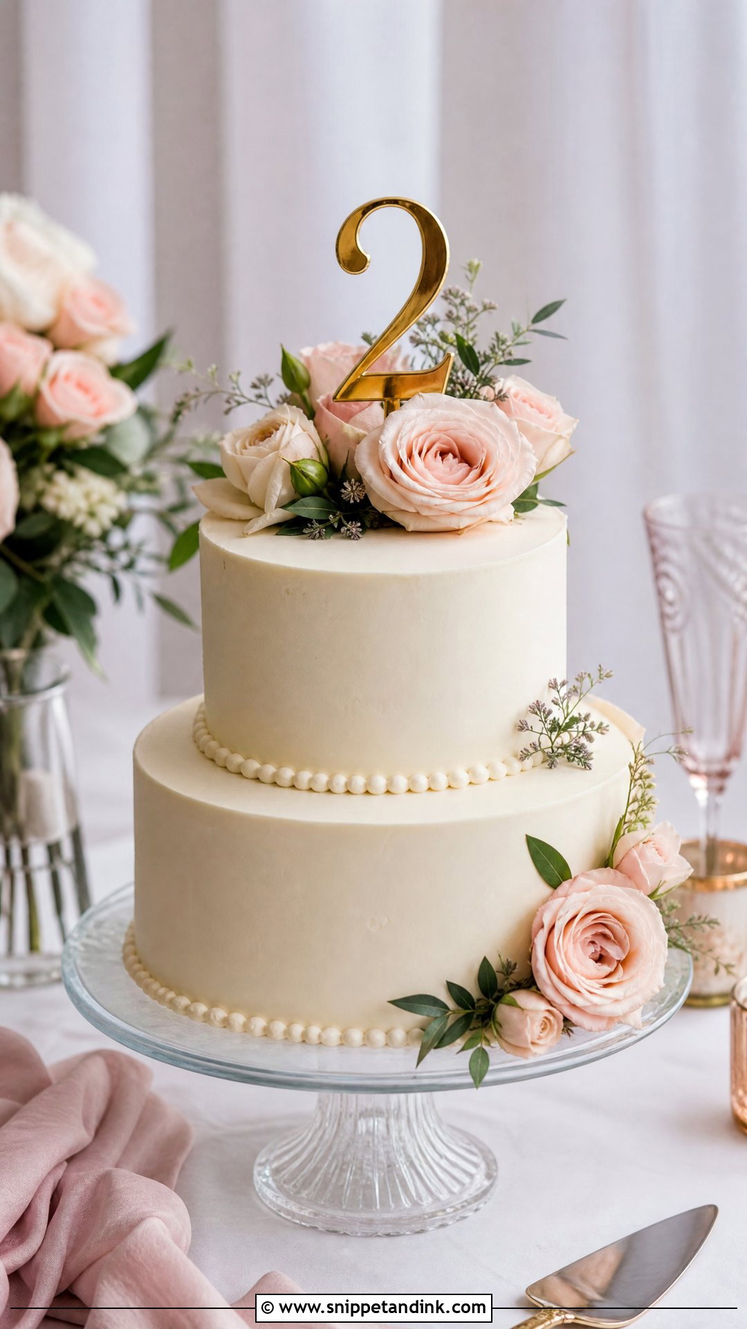 Second Anniversary Two Tier Cake - Snippet and Ink - 20 Second Anniversary Cake Ideas