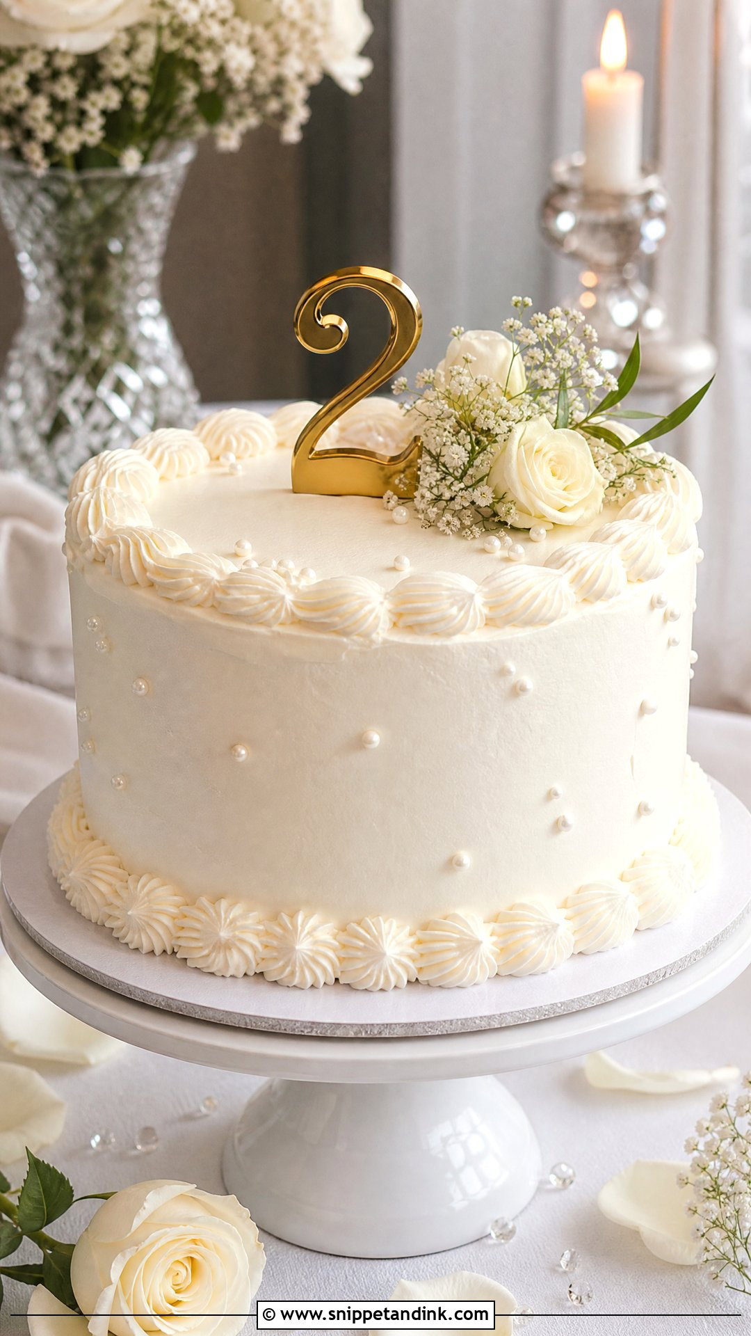 Second Anniversary White Buttercream Cake - Snippet and Ink - 20 Second Anniversary Cake Ideas