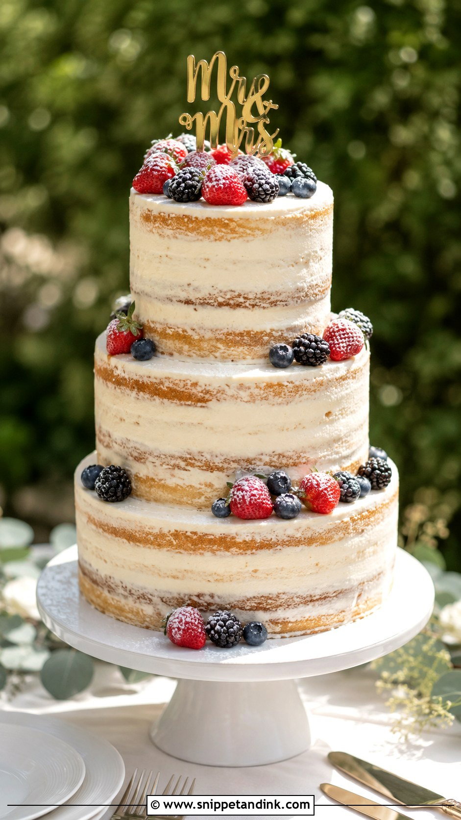 Semi Naked 3 Tier Wedding Cake No Flowers - Snippet and Ink - 20 3 Tier Wedding Cake No Flowers