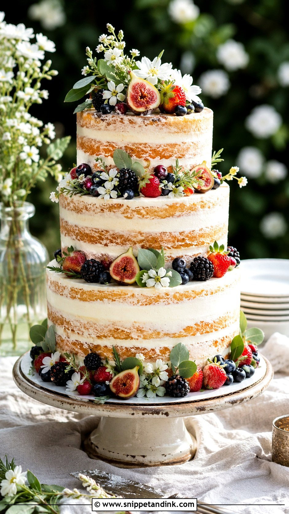 Semi Naked 4 Tier Wedding Cake - Snippet and Ink - 20 4 Tiered Wedding Cakes