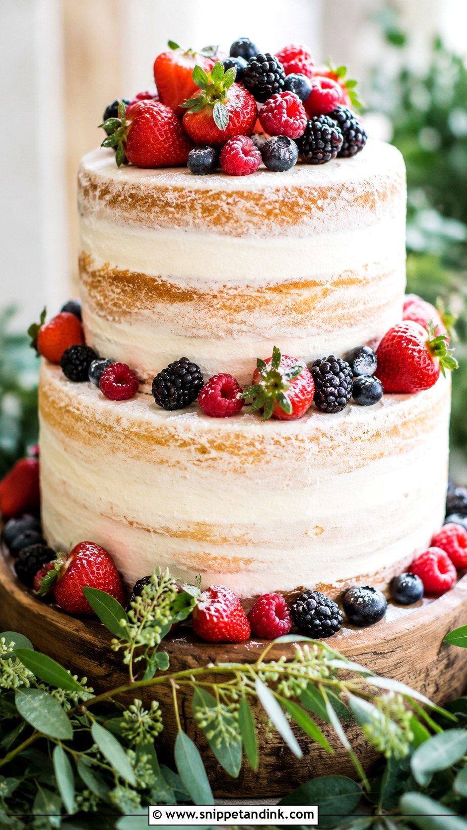 Semi Naked Buttercream Wedding Cake With Berries - Snippet and Ink - 20 Simple Buttercream Wedding Cake Designs