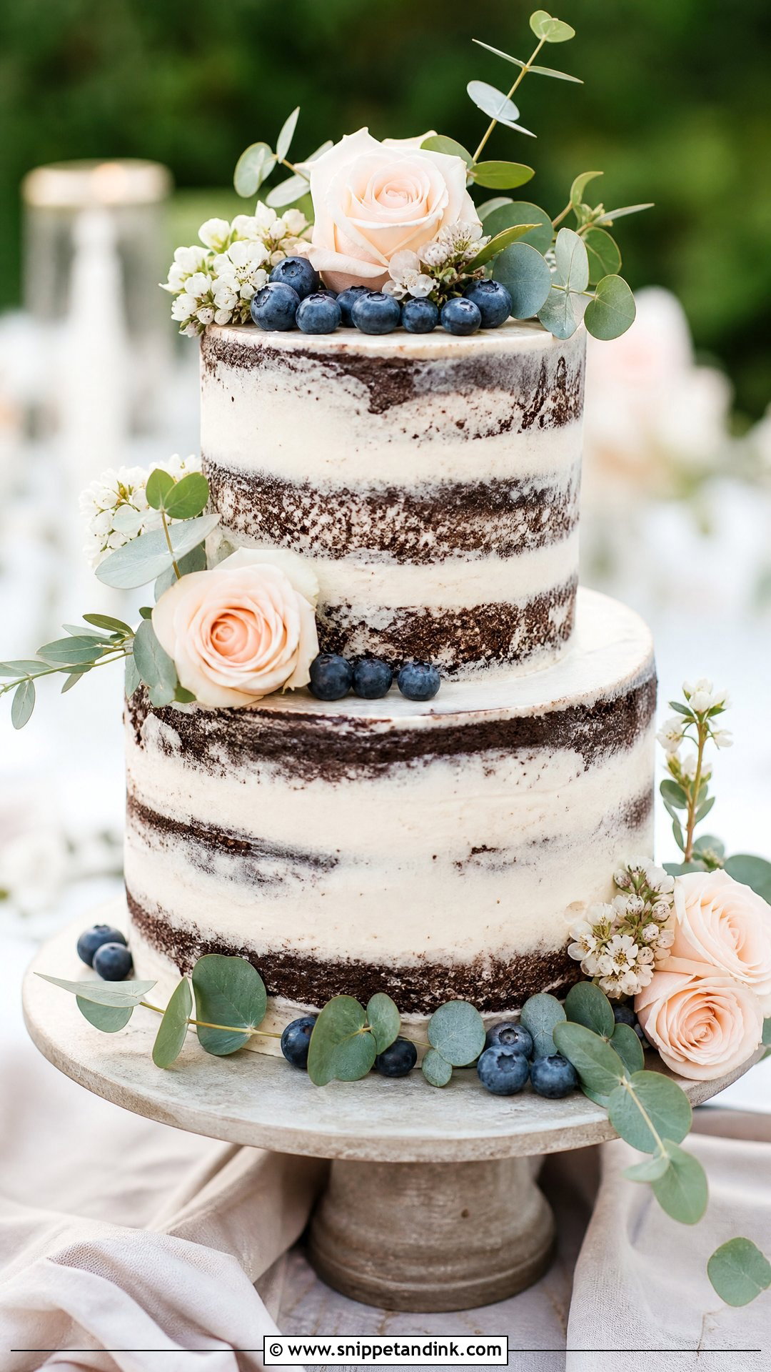 Semi Naked Chocolate Wedding Cake - Snippet and Ink - 25 Chocolate Wedding Cake Ideas