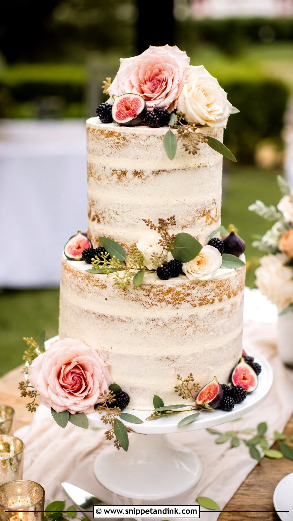 Semi Naked Double Decker Wedding Cake - Snippet and Ink - 20 Double Decker Cake Design Ideas for Wedding