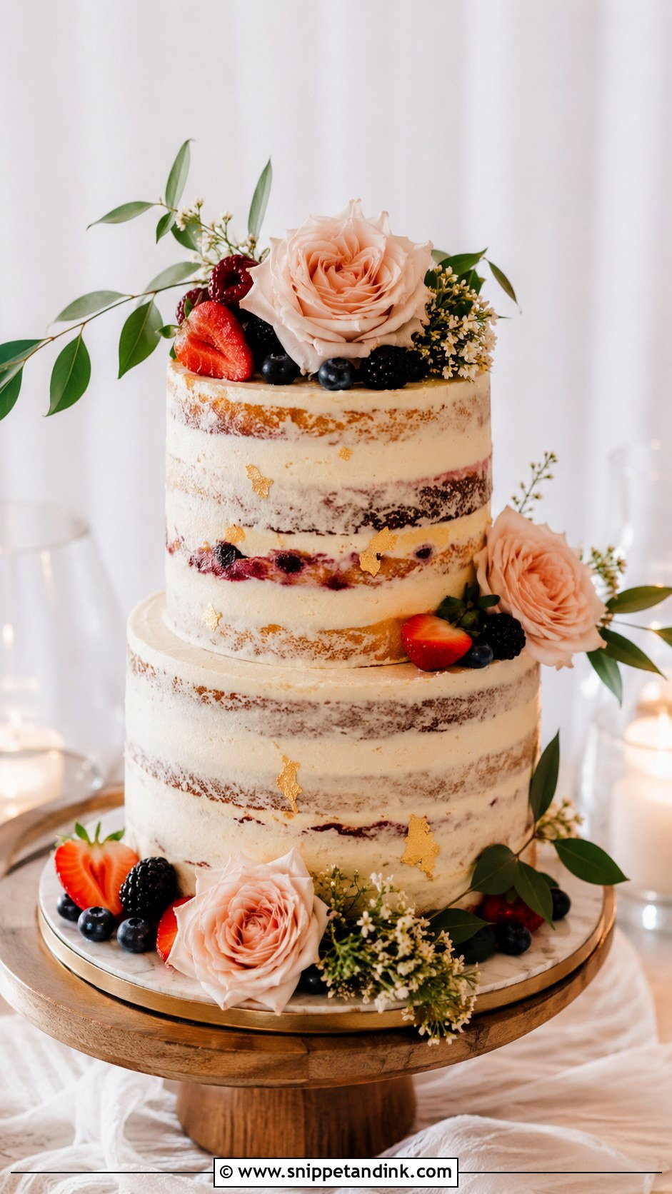 Semi Naked Engagement Cake - Snippet and Ink - 20 Elegant Engagement Cake Ideas