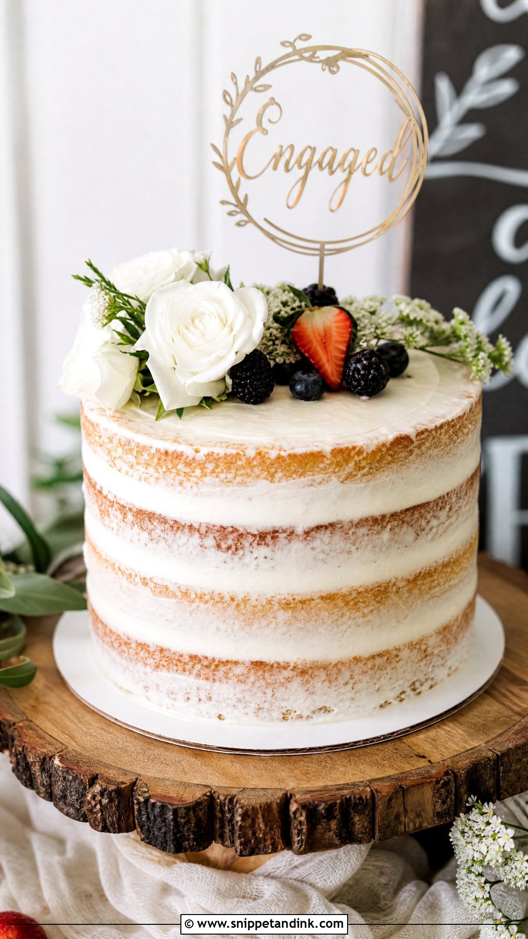 Semi Naked Engagement Cake - Snippet and Ink - 20 Simple Engagement Cake Designs