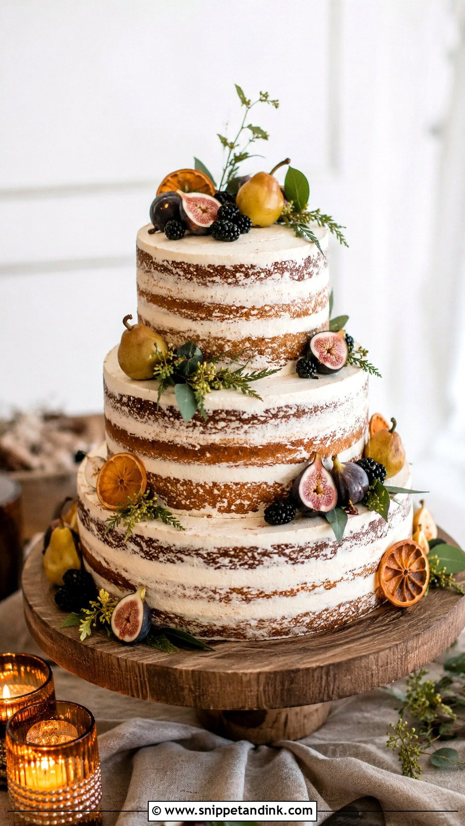 Semi Naked Fall Wedding Cake - Snippet and Ink - 20 Fall Wedding Cake Ideas